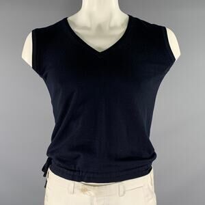 ZEGNA UNIFORM Size XL Navy Knit Wool Ribbed Vest